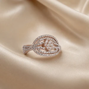Interlocking Pave Diamond Statement Ring Gallery View