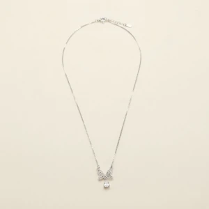 Delicate Butterfly Teardrop Silver Necklace Gallery View