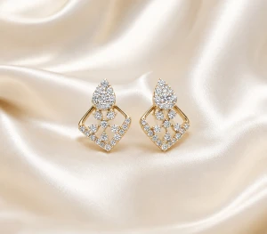 Diamond Women’s Teardrop Floral Drop Earrings Main View
