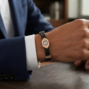 Men’s Gold Finish Black Kada Bracelet Gallery View