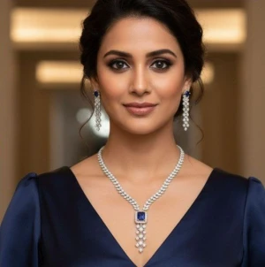Royal Blue Sapphire and Diamond Half Set Gallery View