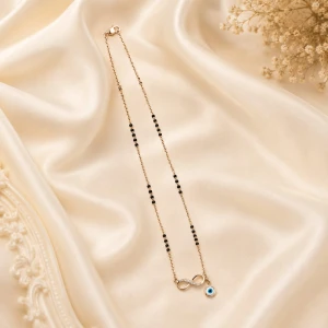 Elegant Gold Women’s Mangalsutra with Infinity & Evil Eye Pendant Main View