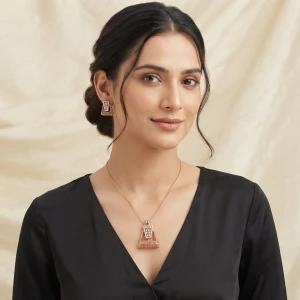 Women’s Rose Gold Geometric Pendant Set Gallery View