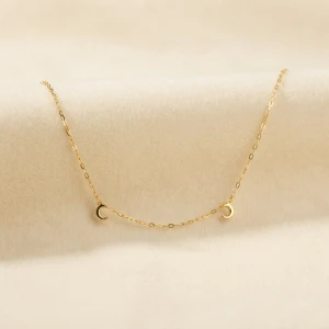 Dainty Gold Crescent Moon Chain Necklace Gallery View