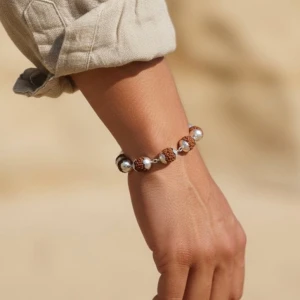 Silver-Capped Rudraksha Beaded Bracelet Gallery View