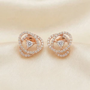 Rose Gold Trillion Crystal Interlocking Stud Earrings Gallery View