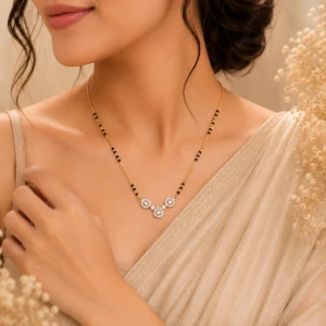 Elegant Gold Women’s Mangalsutra with Triple Floral Pendant Gallery View