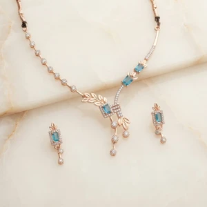 Rose Gold Blue Topaz Jewelry Set Gallery View