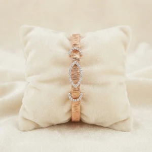 Silver Marquise Accent Pavé Cuff Bracelet Gallery View
