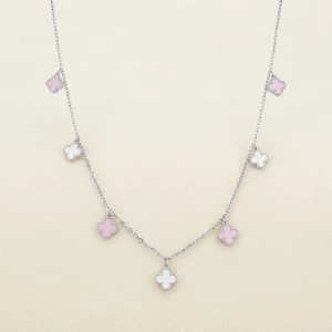 Silver and Enamel Clover Charm Necklace Main View
