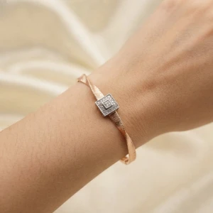 Silver Geometric Pavé Square Bracelet Main View