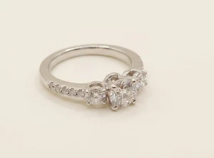 Three-Stone Pave Diamond Ring Gallery View