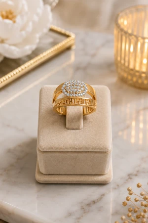 Opulent Gold Engagement Ring Main View