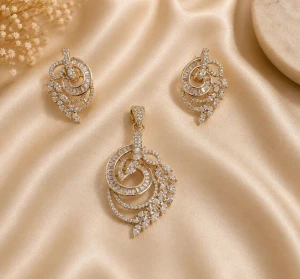 Diamond Swirl & Leaf Crystal Half Set Main View