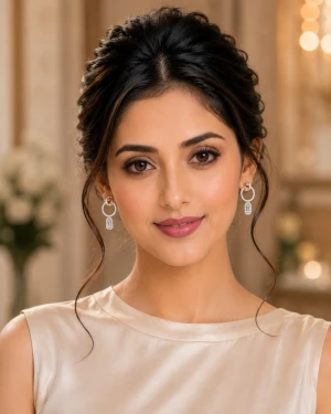 Elegant Diamond Hoop Drop Earrings for Women Gallery View