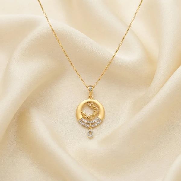 Elegant Gold Circular Pendant Necklace
