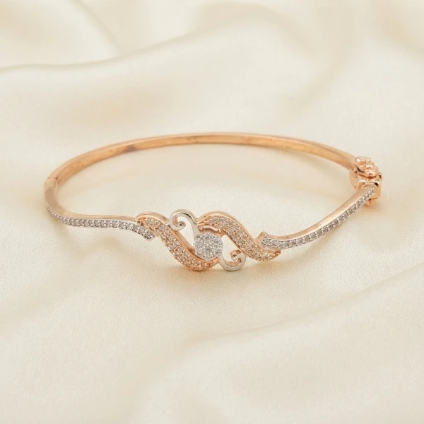 Elegant Rose Gold Pave-Accent Women's Kada
