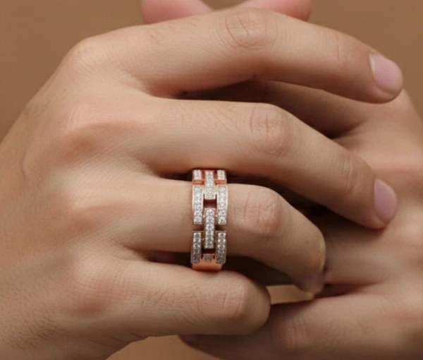 Rose Gold Diamond Link Band Ring