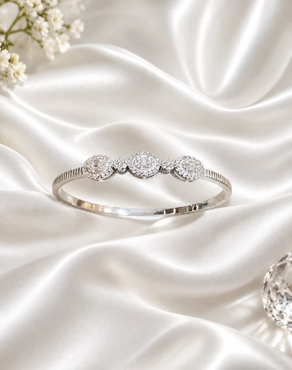 Silver 925 Halo Sparkle Kada for Women