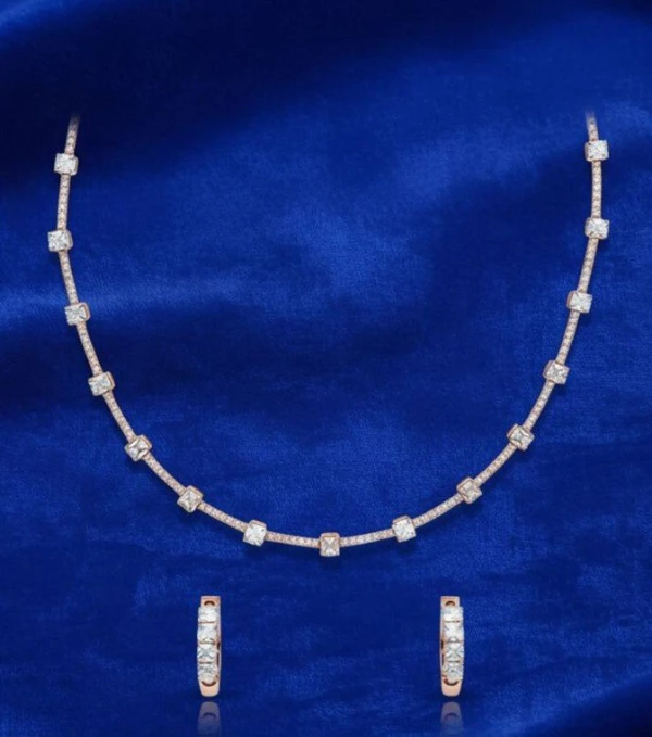 Rose Gold Diamond Princess-Cut Station Half Set