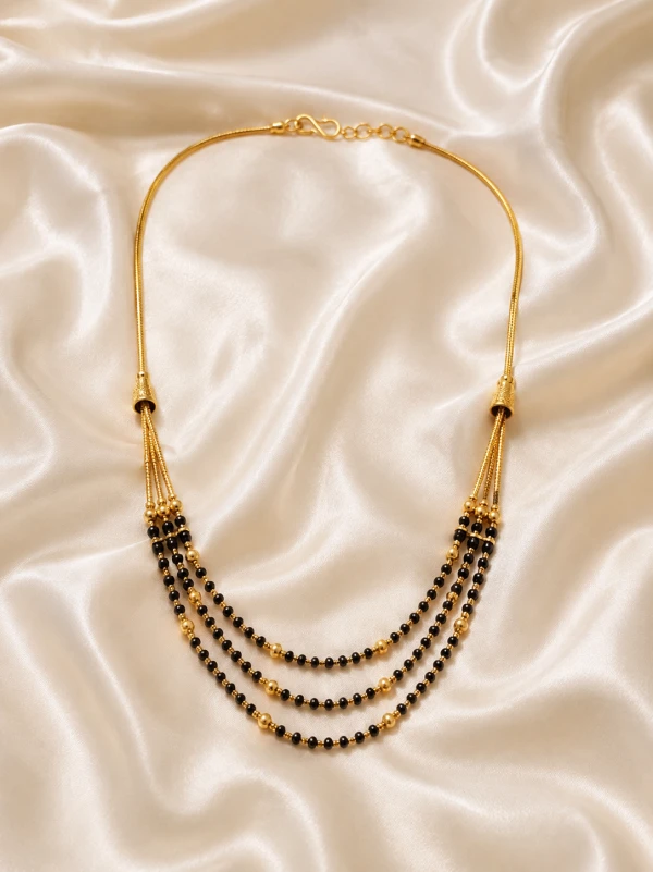 Gold Women’s Multi-Strand Black Bead Mangalsutra