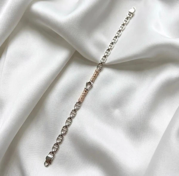 Two-Tone Link Silver Bracelet