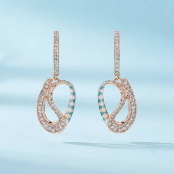 Chic Rose Gold Enamel Drop Earrings