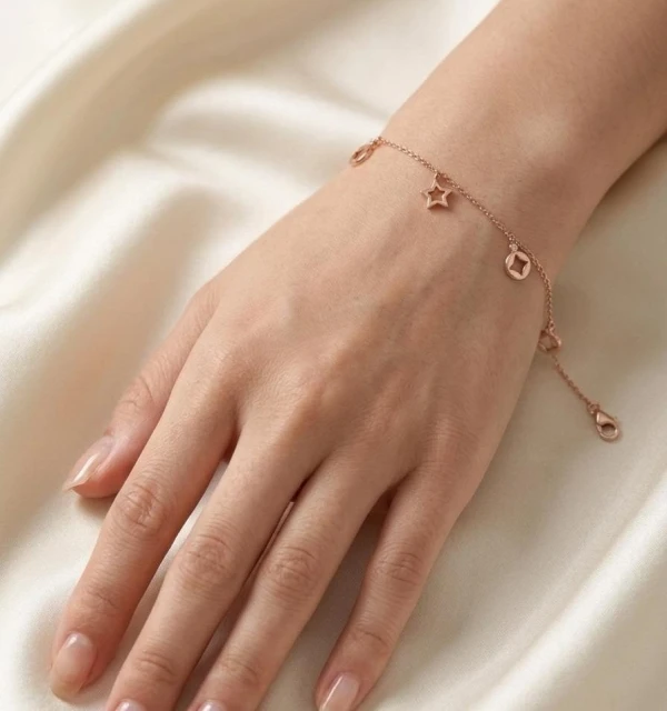 elestial Coin Charm Silver Bracelet