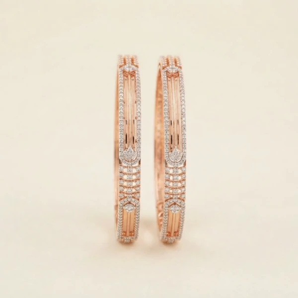 Exquisite Diamond Motif Rose Gold Kadas