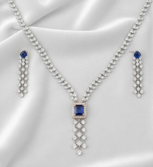 Royal Blue Sapphire and Diamond Half Set