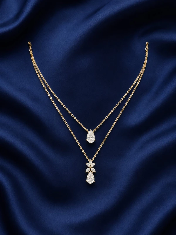Gold Women’s Double Layer Teardrop Necklace