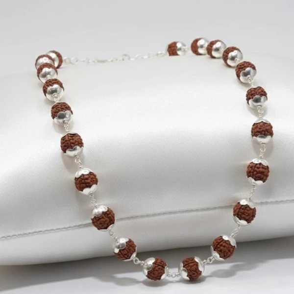 Silver Rudraksha Bead Chain for Men