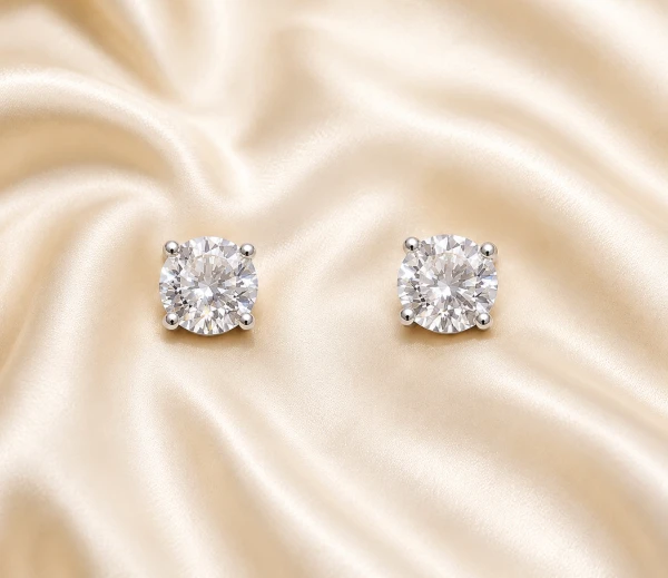 Elegant Round-Cut Diamond Stud Earrings for Women