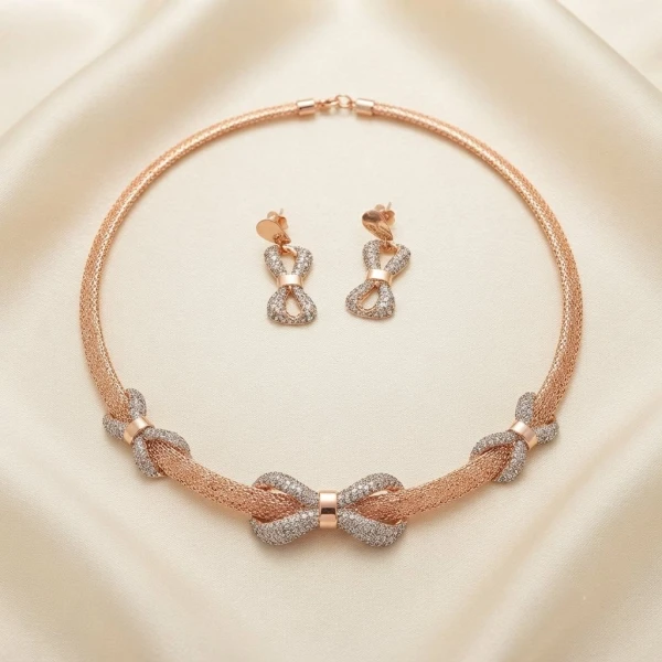 Rose Gold Infinity Sparkle Necklace Set