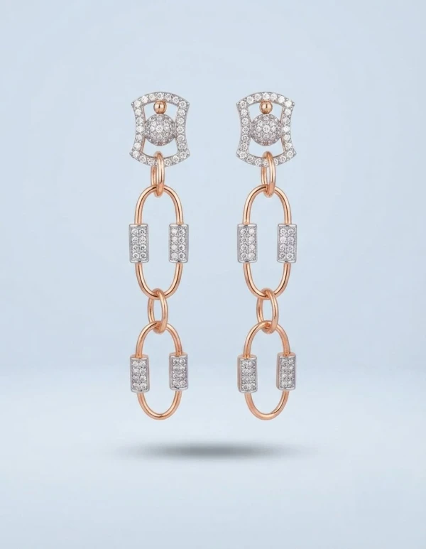 Modern Rose Gold Link Drop Earrings