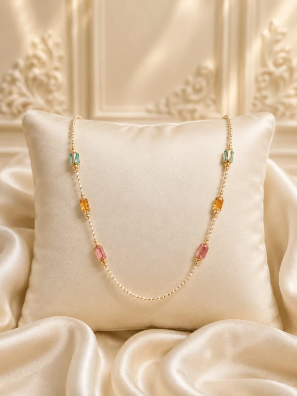 Gold Women’s Multicolor Gemstone Beaded Necklace
