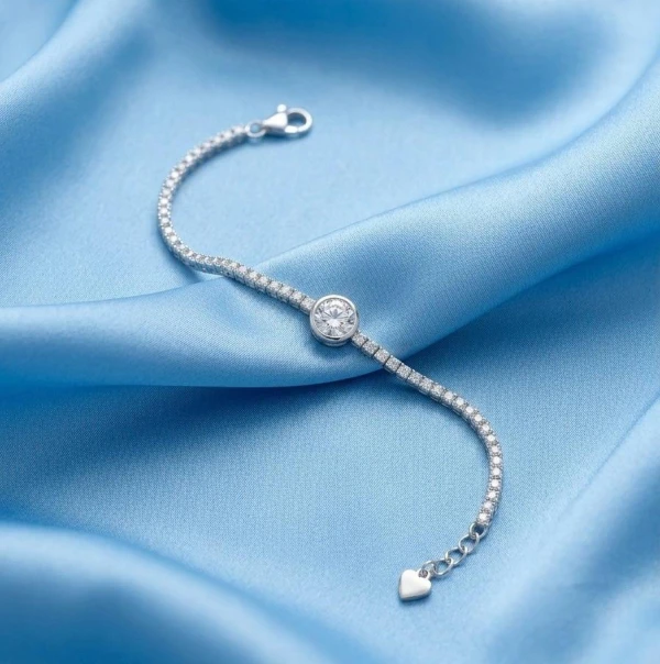 Sterling Silver Solitaire CZ Tennis Bracelet