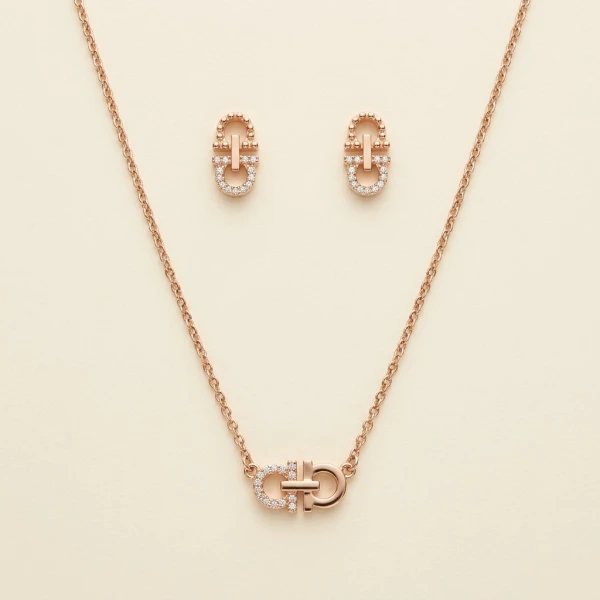 Silver Interlocking Horseshoe Link Jewelry Set