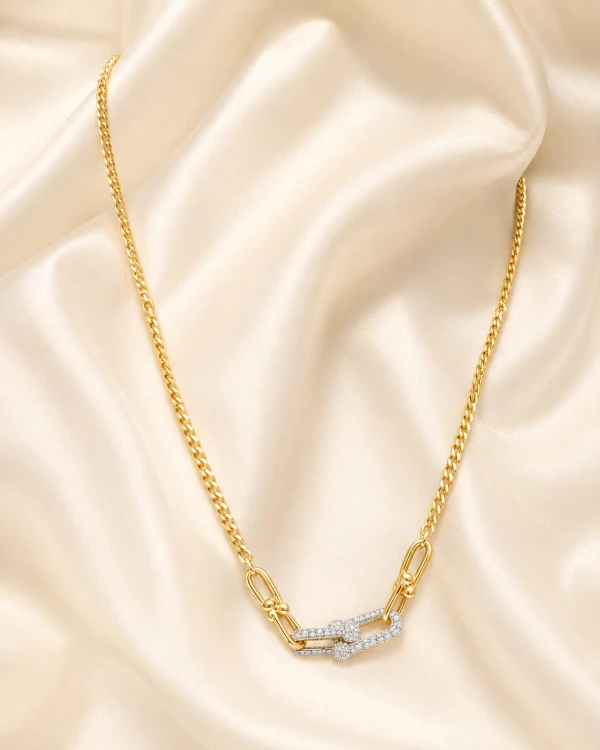 Elegant Interlock Gold Link Necklace for Women