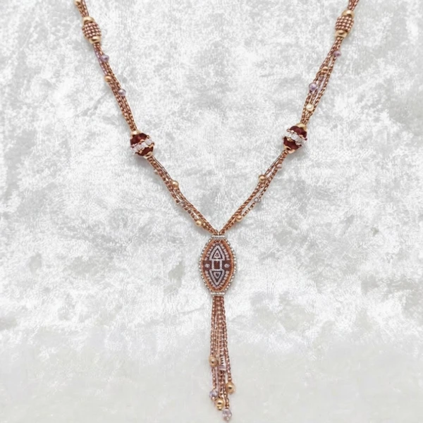 Elegant Rose Gold & Gemstone Y-Drop Necklace