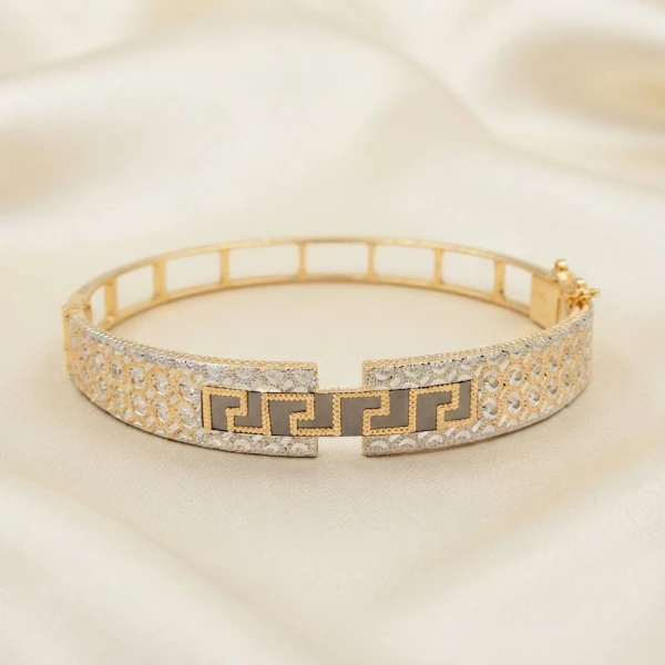 Two-Tone Greek Key Gold Bracelet