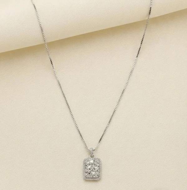 925 Silver Elegant Rectangular Pendant Set