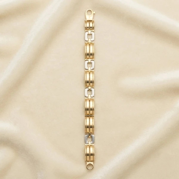 Gold and White Gold Men's Two-Tone Link Bracelet