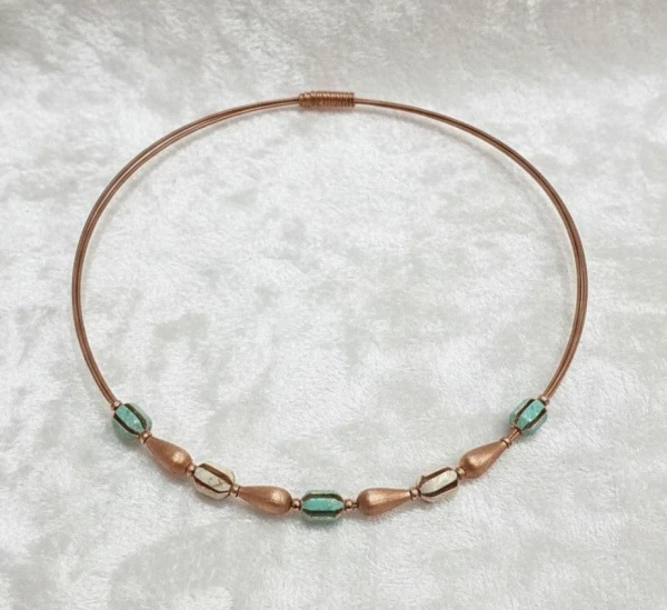 Gold and Turquoise Accent Choker Necklace