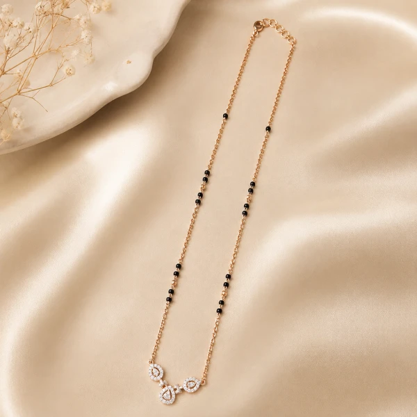Elegant Gold Women’s Mangalsutra with Triple Floral Pendant
