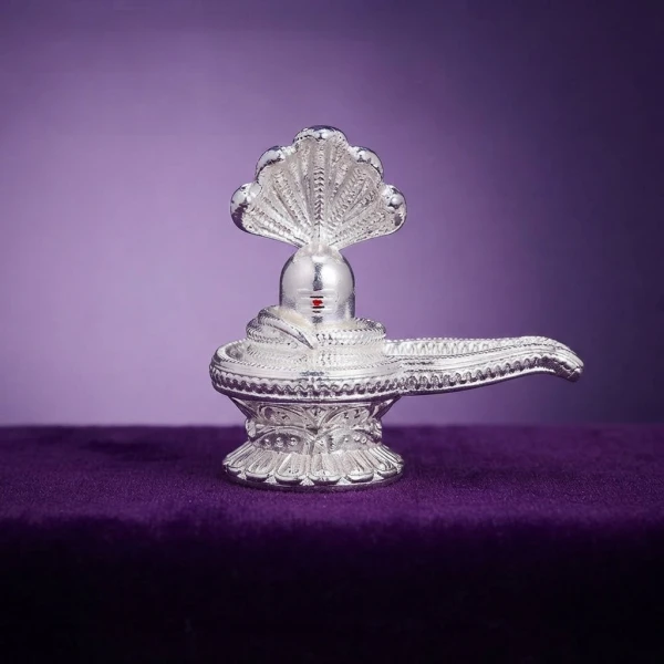 Sterling Silver Shivalinga Idol with Sheshnag