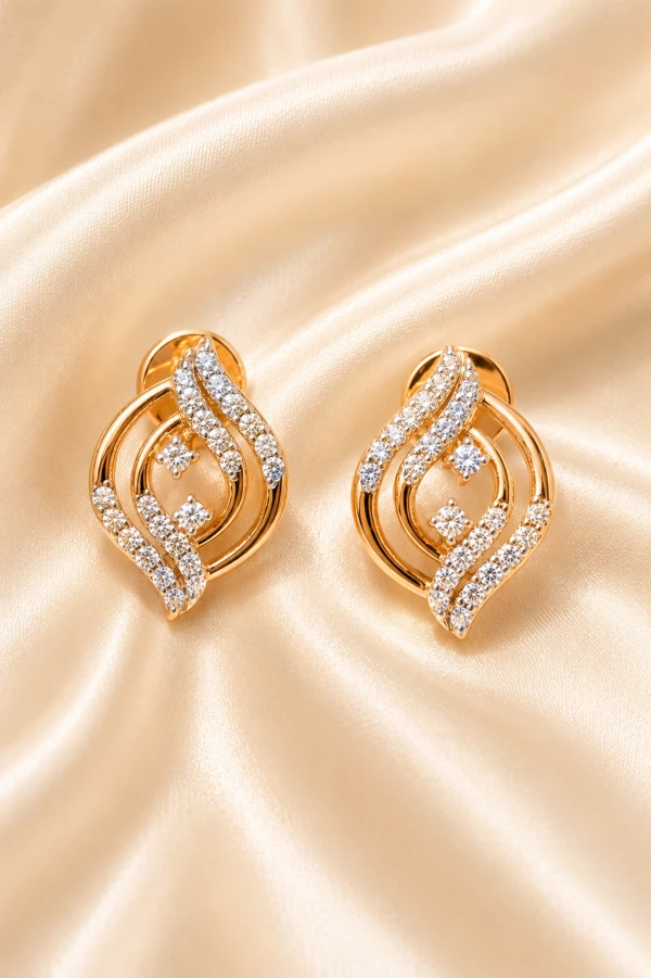 Diamond Women’s Elegant Curved Hoop Earrings