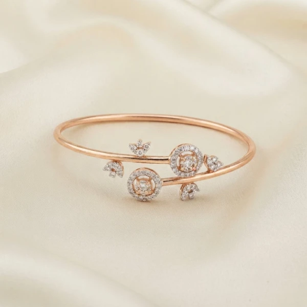 Rose Gold Floral Diamond Bangle