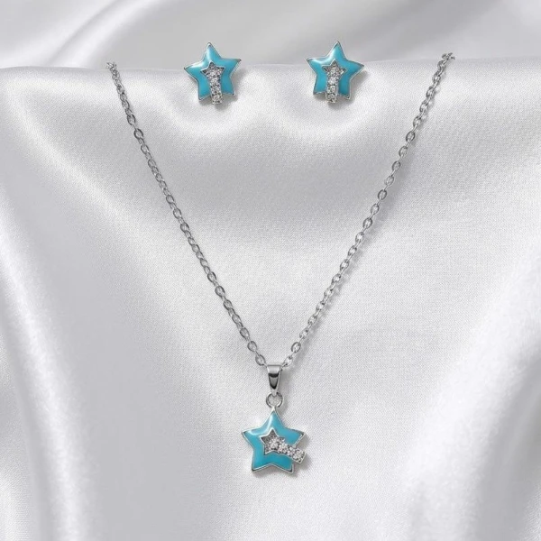 Turquoise Starry Pendant & Earring Set