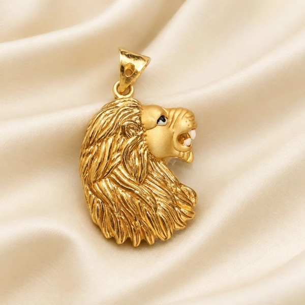 Fierce Roaring Lion Profile Pendant